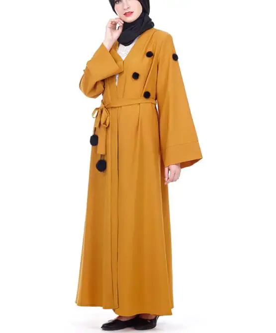 Фото Прекрасный меховой шарик, мусульманский кардиган, исламский халат, абая jubah №2