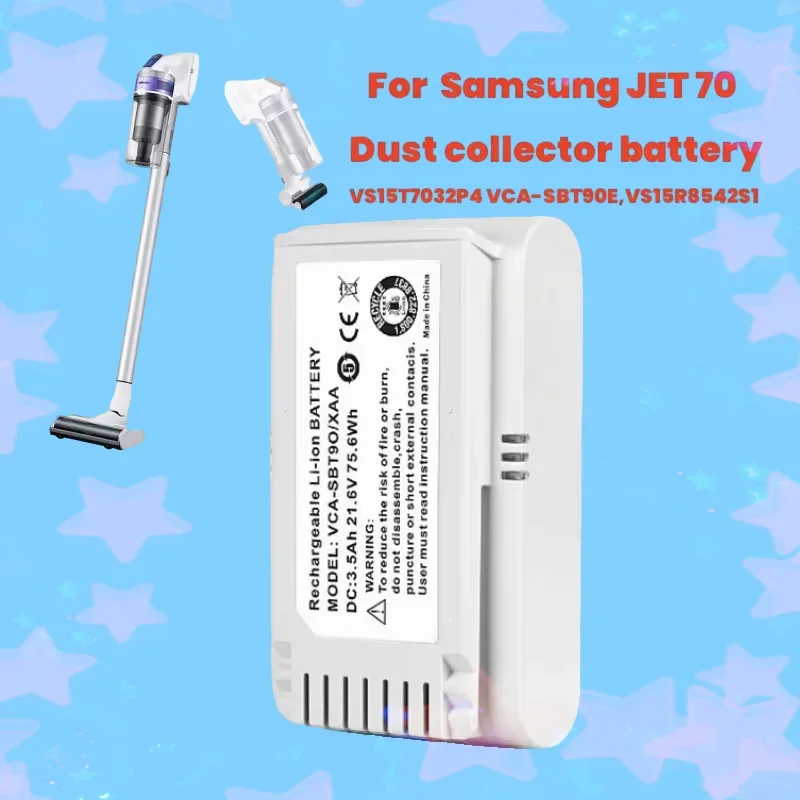 Совершенно новый аккумулятор для пылесоса Samsung JET70 VS15T7032P4 VCA-SBT90E 21,6 В, 3500 мАч.