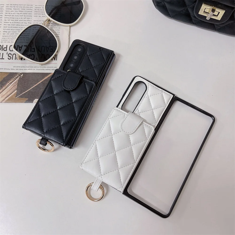 Роскошный кожаный чехол для Samsung Galaxy Z Fold 5 4 3 Fold5 Fold4 Fold3, строп с ремешком через плечо, кошелек, держатель для карт, чехол для телефона F