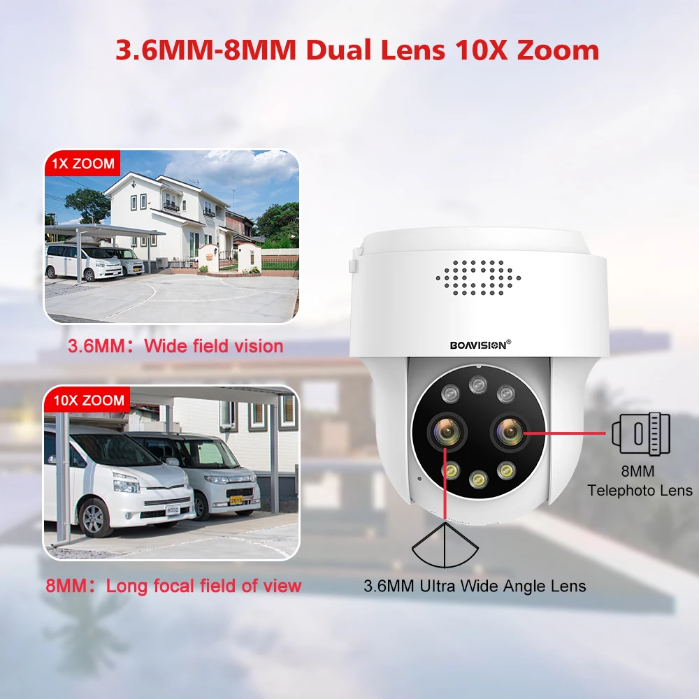 Фото 8MP 5MP 4MP 2MP Wi-Fi камера наблюдения наружная камера обнаружения гуманоидов цвет ночного видения 10-кратный цифровой зум PTZ камера безопасности №2