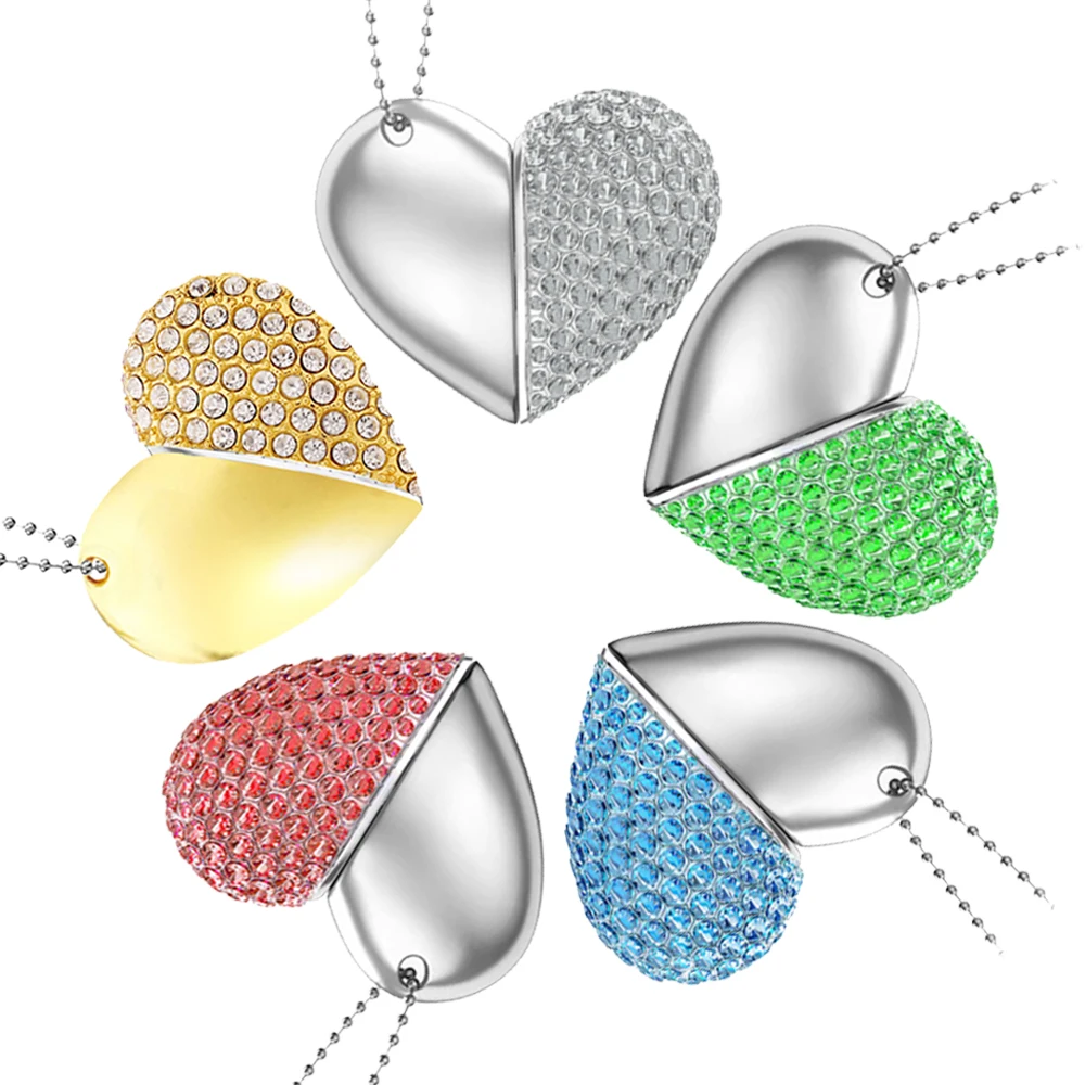 Фото USB-флеш-накопитель Heart Crystal, 128 ГБ, бесплатный ключ, ожерелье, память, 64 ГБ, 100% реальная емкость, USB-флеш-накопитель, 32 ГБ, бизнес-подарок №3