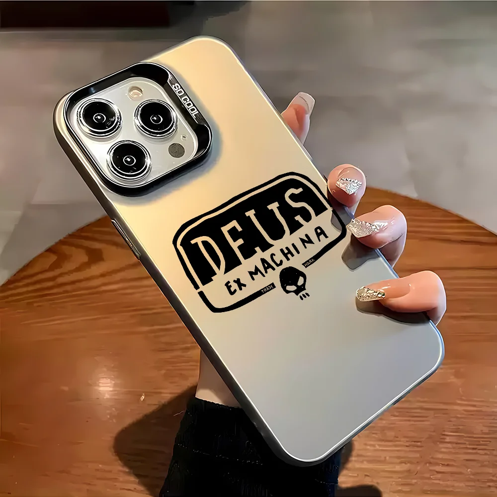 D-Deus Ex Machina Чехол для телефона Модный чехол для iPhone 16 15 14 Plus 13 12 11 Pro Max X Xs XR 8 7 Матовый цветной серебристый IMD Hard C