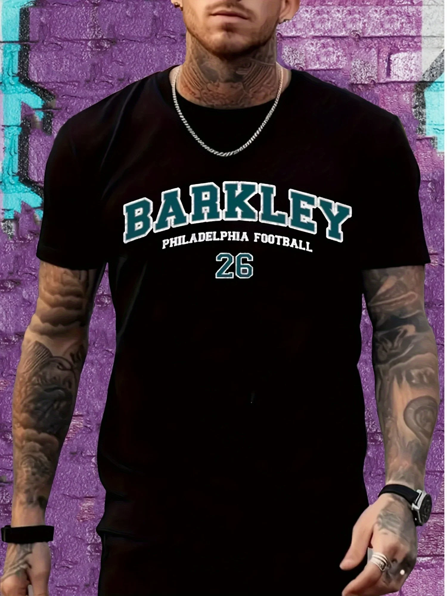 Мужская футболка с принтом Barkley Philadelphia Football 180G — хлопок, круглый вырез, короткий рукав, комфортная стрейч, машина