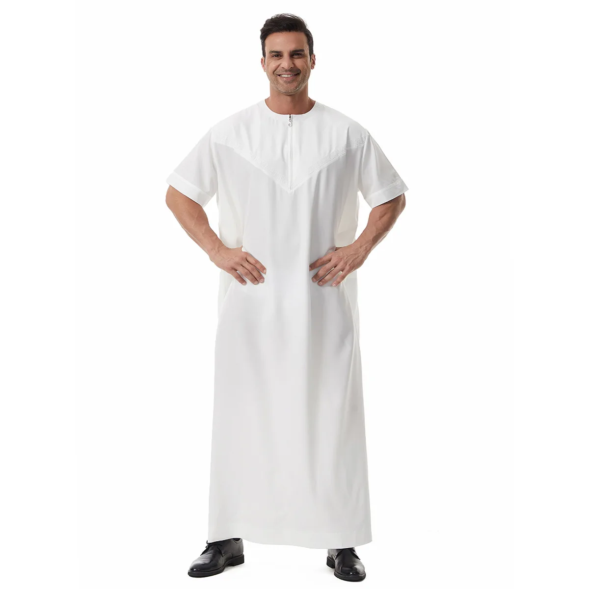 Дубай Тобе Dishdasha Мужчины Thawb Thoub Мусульманские исламские абайи Дафия Платье Платье Саудовская Халат Даффа Арабский Кафтан Ближний Восток Турция Мусульманская Мода