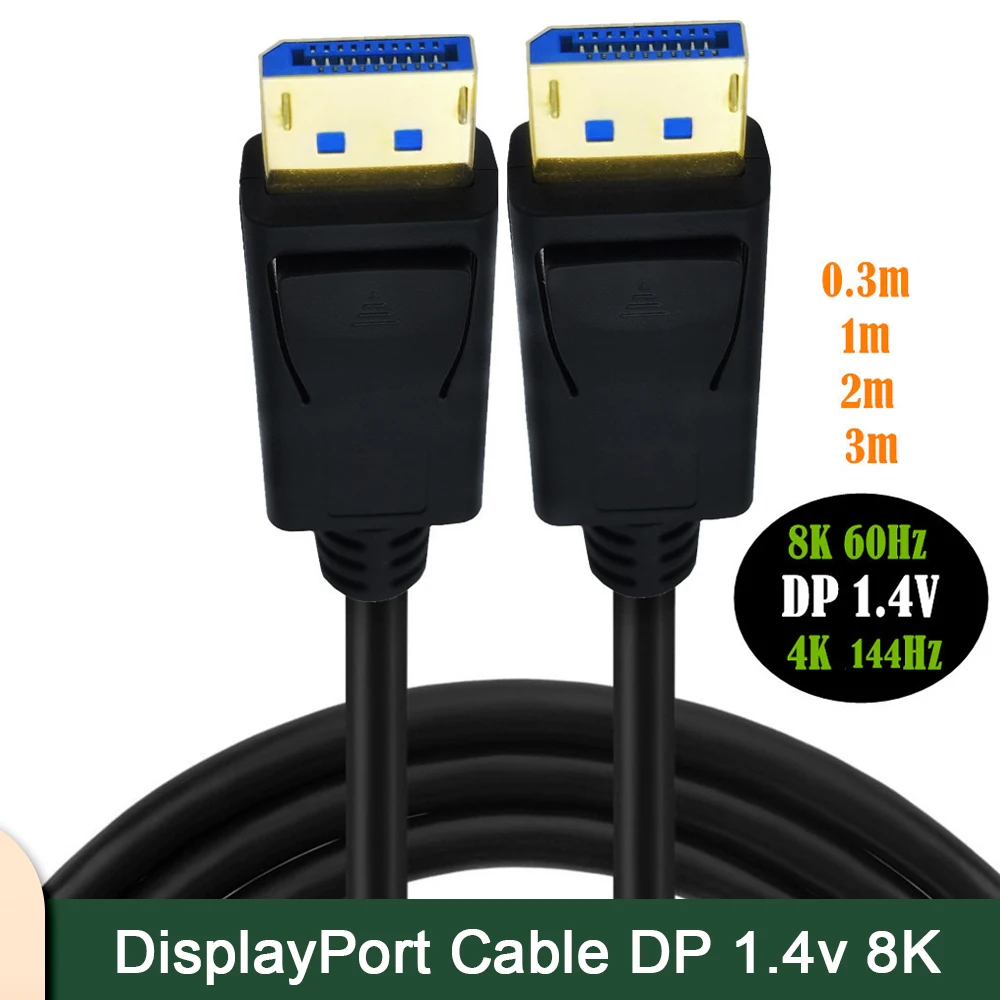 Кабель DisplayPort DP 1.4 8K при 60 Гц HBR3 32,4 Гбит/с HDCP 2,2 для ТВ, игрового монитора, графического ПК, ноутбука — различная длина 0,3 м/1 м/2 м/3 м