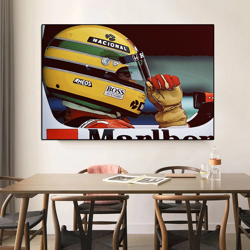 Фото Формула легендарная Racer Senna портрет, холст, живопись абстрактный гоночный шлем граффити постер печать Клубное настенное Искусство Декор ком... №3