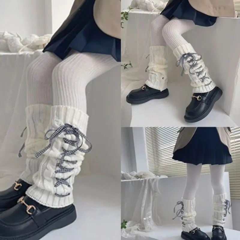 Лента Bowknot gaters Warmers Kids Girl Осень весенняя крышка ног вязаные чулки