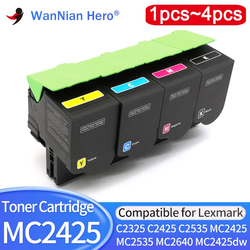 1~4pcs MC2425 Toner Cartridge Compatible For Lexmark C2325 MC2325 C2425 MC2535 MC2640 MC2300 MC2400 MC2500 dw adw Printer