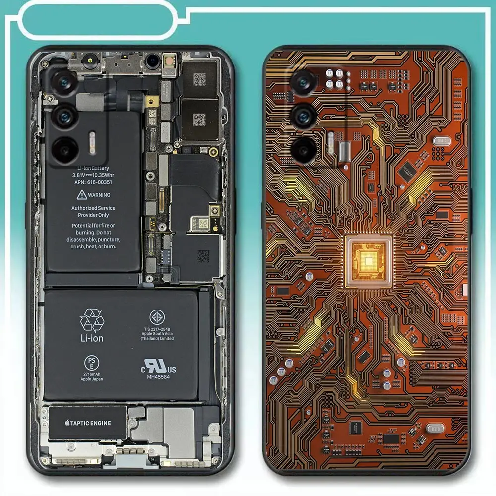 Фото Чехол для OPPO Realme GT 2 Pro Master NARZO 50 50I 50A 5G C35 C33 C31 C30 C30S C21 C21Y C20 C15 C12 C11 чехол Cool Circuit Board №3