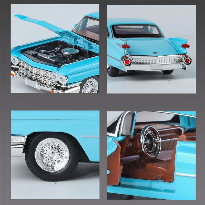 Фото 1/32 Eldorado Biarritz Series 62, классическая модель спортивного автомобиля из сплава, литая под давлением металлическая модель автомобиля в стиле ретро, звуковой свет, детская игрушка в подарок №5