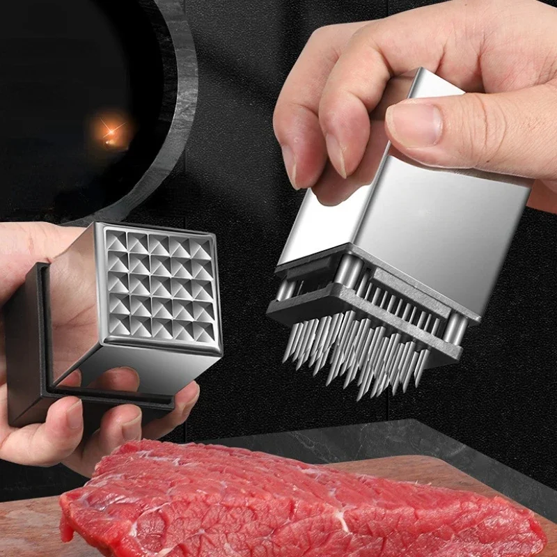 Двусторонняя игла для размягчения мяса, кухонный инструмент из нержавеющей стали 304 для стейка и говядины, молоток с молотком, 2-в-1