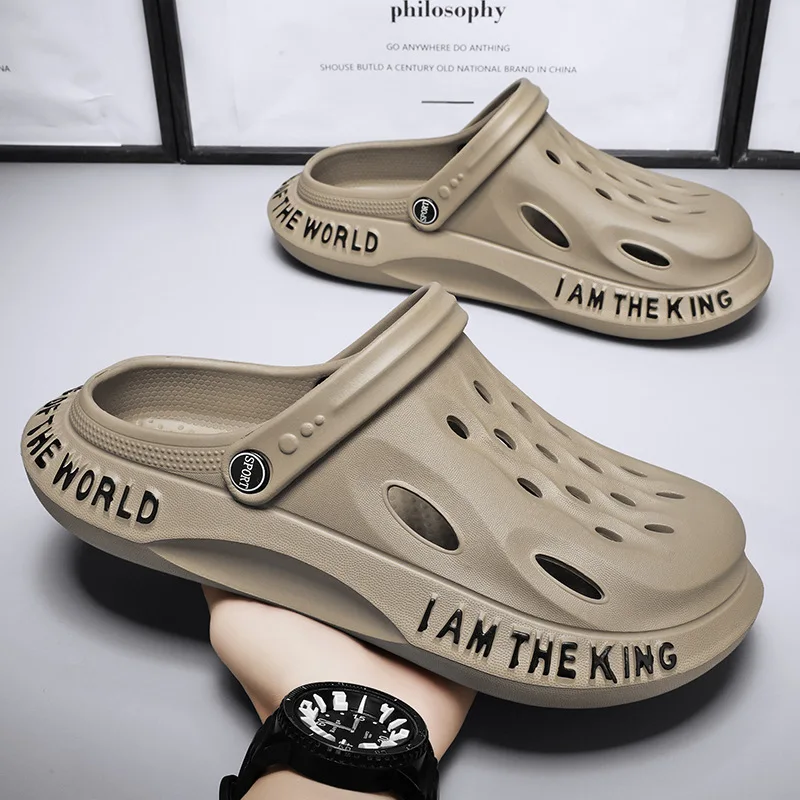 Фото Garden Sandals Shoes Men's Soft Sole Anti Slip Beach Slippers Summer Outdoor Casual Large 4748 Thick Sole Sandals №4