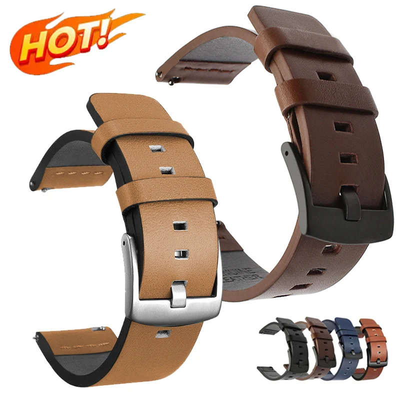 Кожаный ремешок для часов с быстросъемным механизмом для Samsung Galaxy и Huami Amazfit Pro - материал ремешка с застежкой-пр...