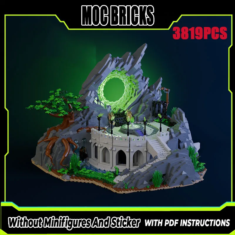 Новые строительные блоки MOC, сцена из фильма, средневековый замок, модель архитектуры, темная дверь, модульная детская игрушка, подарок, набор для сборки «сделай сам»