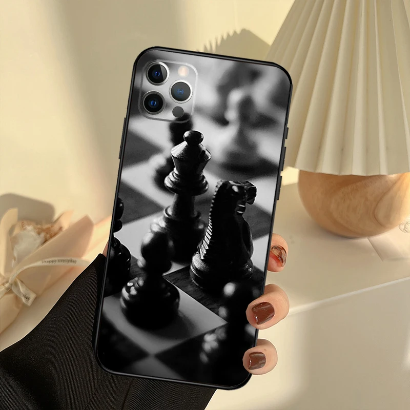 Фото Чехол для телефона «Шахмат» для iPhone 16, 14, 13, 12, 11, 15 Pro Max 12, 13 mini XR 15 16 Plus 16e, чехол Funda №2
