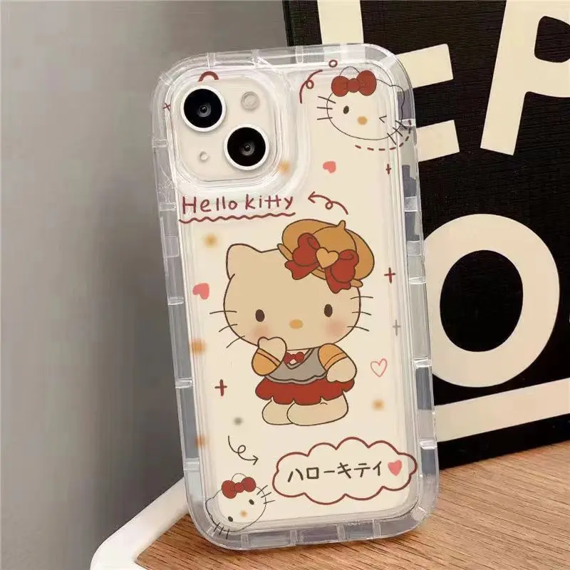 Прозрачный чехол Hello Kitty для Iphone13 14pro, мини-чехол с рисунком персонажа мультфильма, кот КТ, противоударный мягкий чехол X Xs Xr 7 8Plus