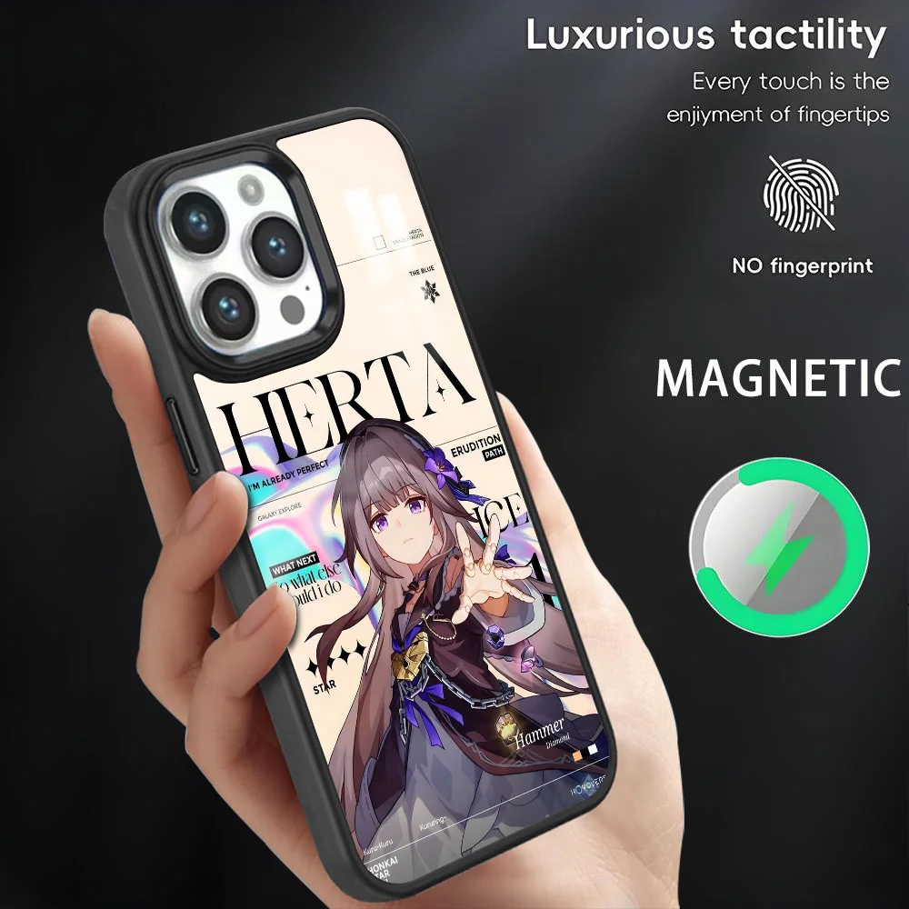 Чехол для телефона Honkai Star Rail Herta для iPhone 16, 15, 14, 13, 12, 11 Pro Max Plus, мини-магнитный чехол Magsafe с беспроводной зарядкой, чехол