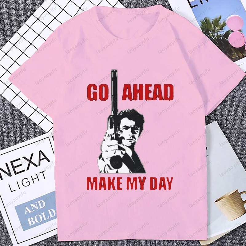 Фото Футболка Make My Day Clint Eastwood Dirty Harry в стиле ретро, классическая футболка с графическим принтом в стиле ретро, повседневная модная свободная мужская уличная одежда, футболки Y2k №3