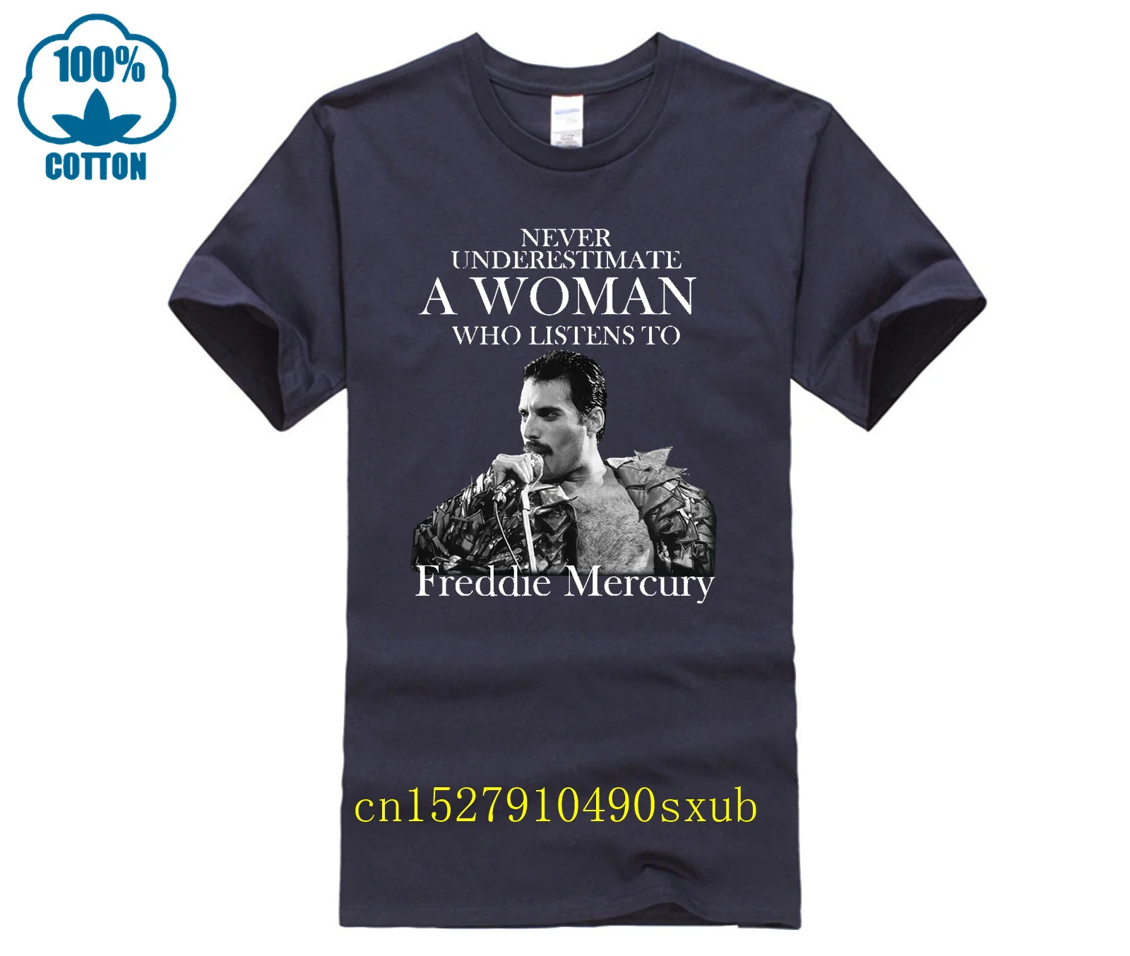 Черная хлопковая Футболка для женщин, которые слушают Freddie Mercury (art.: 3920c8a4f3951) - 3920c8a4f3951