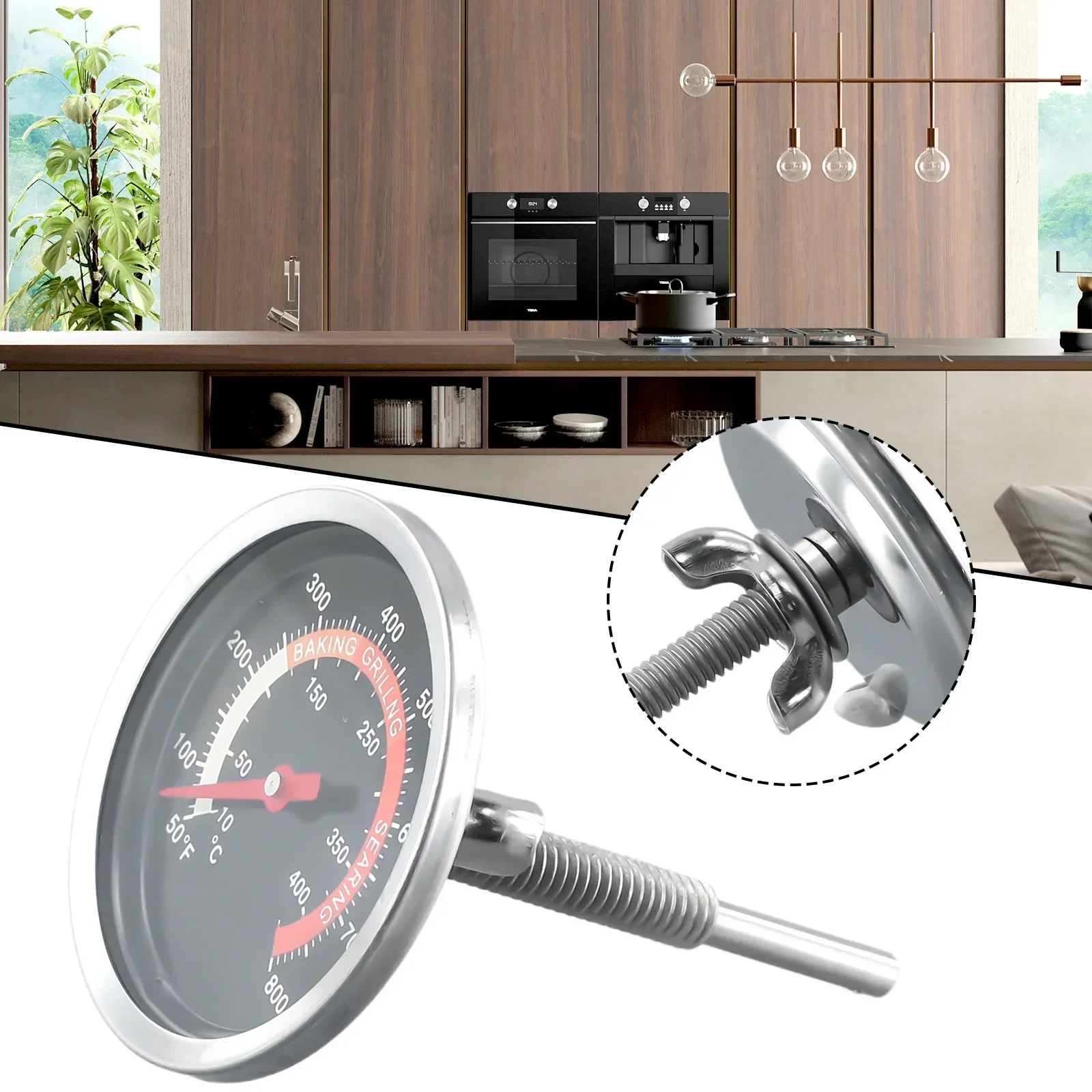 Фото Quality Brand New Termometr Temp Gauge Narzędzia do grillowania Części zamienne do grilla Stal nierdzewna 50 ℉ ~800 ℉   wa piec do grilla №4
