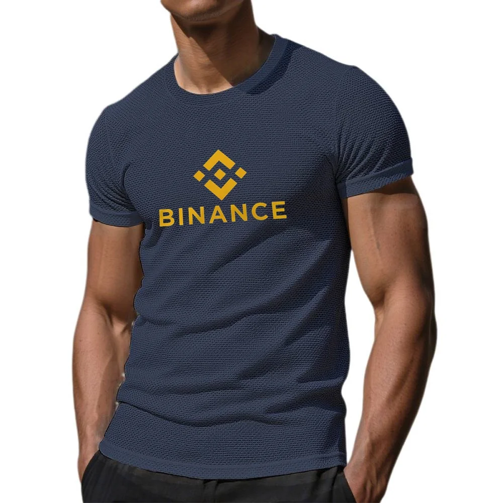 Футболка Binance Crypto, жаккардовые топы с бамбуковым узлом, эластичная мужская футболка из ледяного шелка, легкие удобные рубашки с короткими рукавами