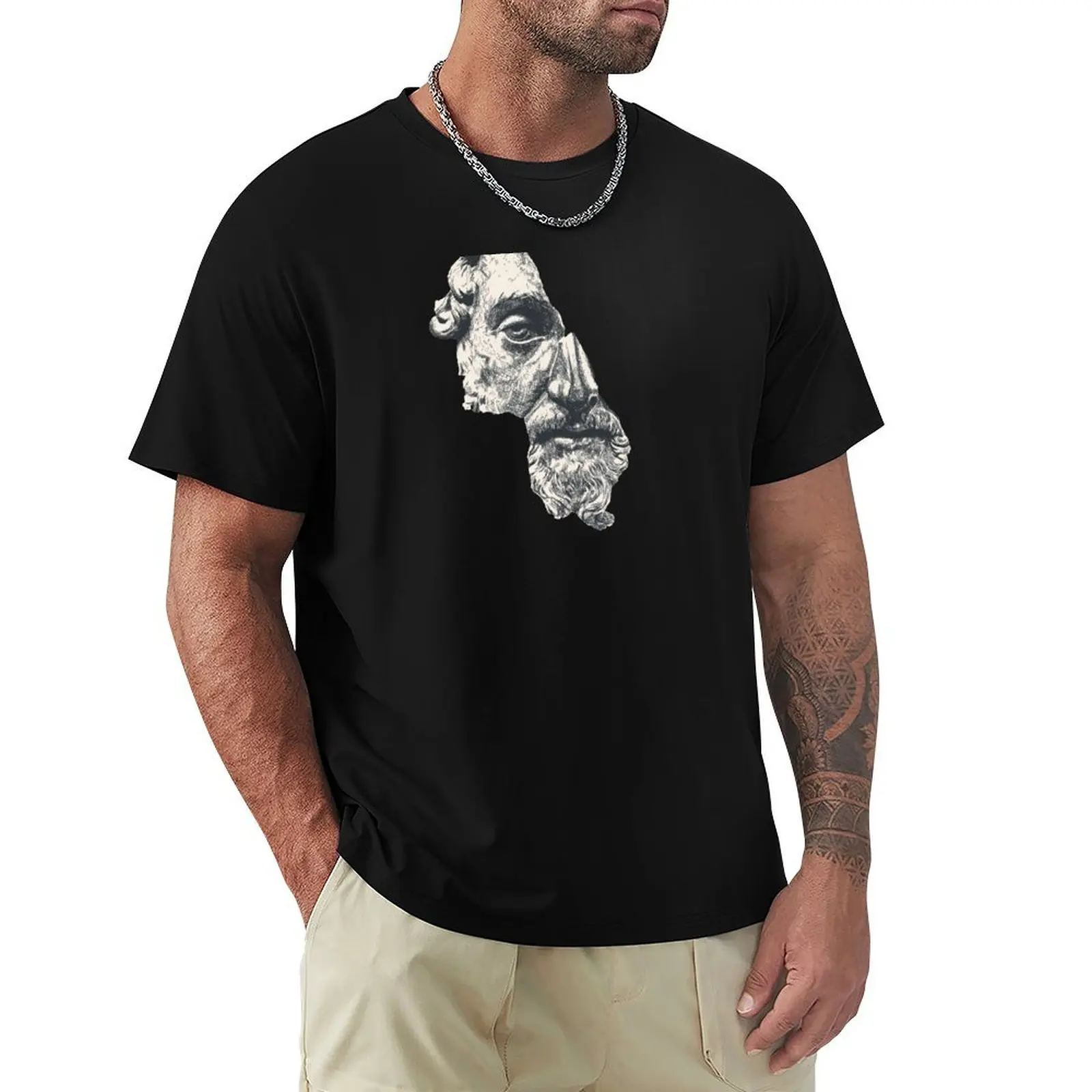 MARCUS AURELIUS ANTONINUS AUGUSTUS / Ink - темная футболка, хлопковые футболки с рисунком для мальчиков, футболка большого размера с животным принтом для мужчин