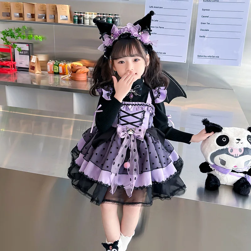Sanrio Kuromi Kawaii аниме косплей Лолита платье мультфильм Весна Хэллоуин девушка милая искусственная ролевая игра подарок