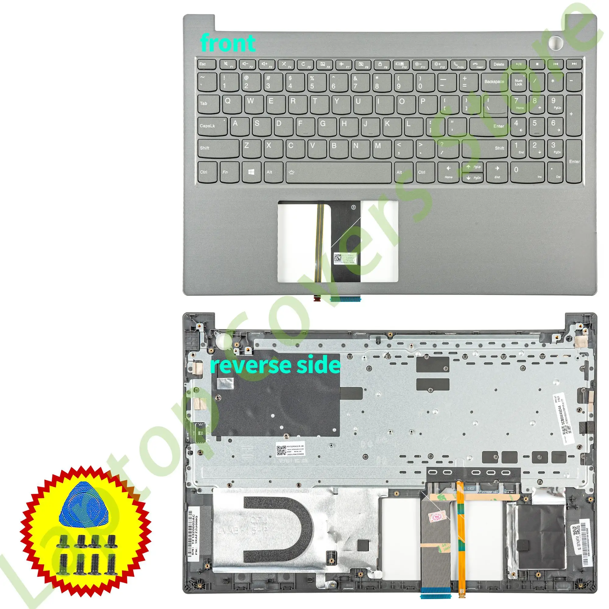 Новая оригинальная клавиатура для ThinkBook 15 15-IIL 15-IML, упор для рук с винтами с подсветкой клавиатуры, замена серого цвета, 2020 год