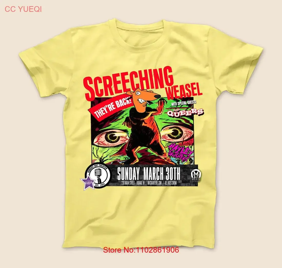 НОВАЯ Желтая футболка SCREECHING WEASEL Band Tour 2025 для фанатов до 5XL, MD403, винтажный потертый слегка топ для повседневного ношения