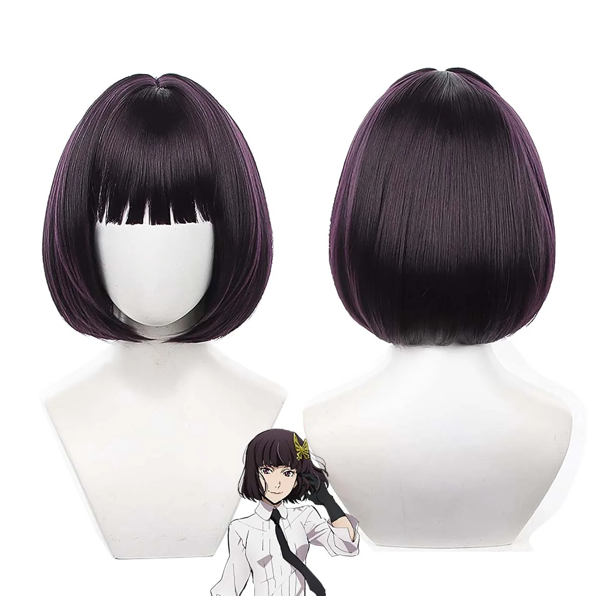 Женский костюм для вечеринки, аниме Bungo Stray Dogs Akiko Yosano, парик с короткими волосами