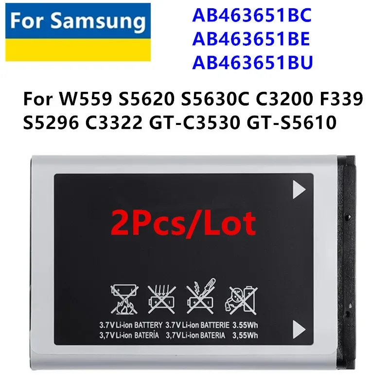 1-2 шт.лот, новый аккумулятор AB463651BC AB463651BE AB463651BU для Samsung W559 S5620 S5630C C3200 F339 S5296 C3322 GT-C3530 GT-S5610 (art.: 3920cfd6e4bc3) - 3920cfd6e4bc3