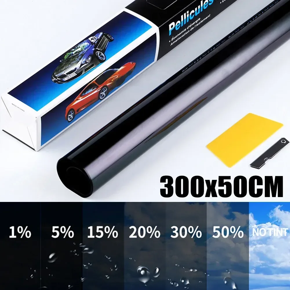 300 см x 50 см черная фольга для окон автомобиля, тонировочная пленка в рулоне, автомобильное домашнее оконное стекло, летняя солнечная УФ-защитная наклейка, пленки