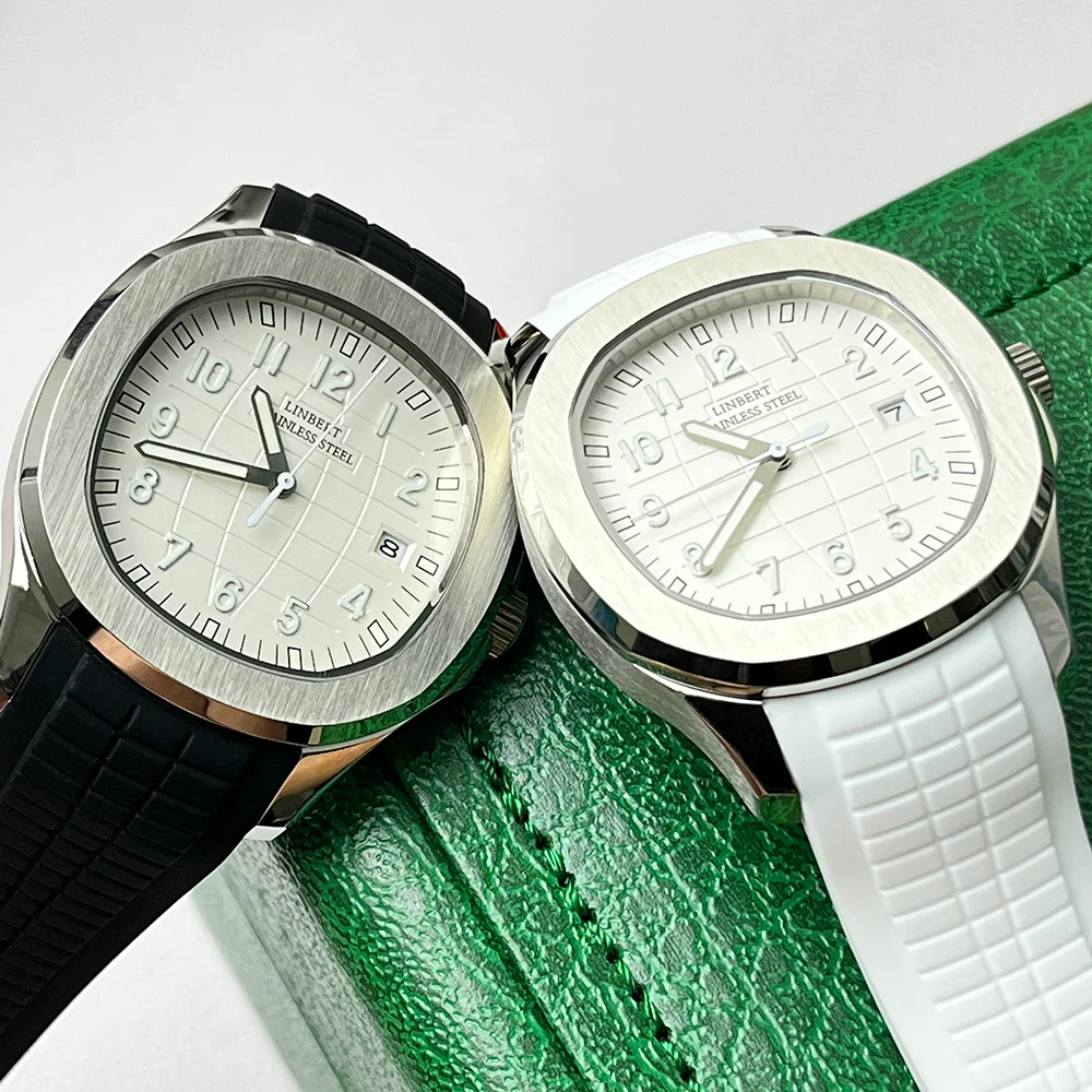Часы наручные LINBERT PATEK Мужские механические, автоматические водонепроницаемые брендовые светящиеся, из нержавеющей стали, с резиновым ремешком, белые (art.: 3920c4fca07c8) - 3920c4fca07c8