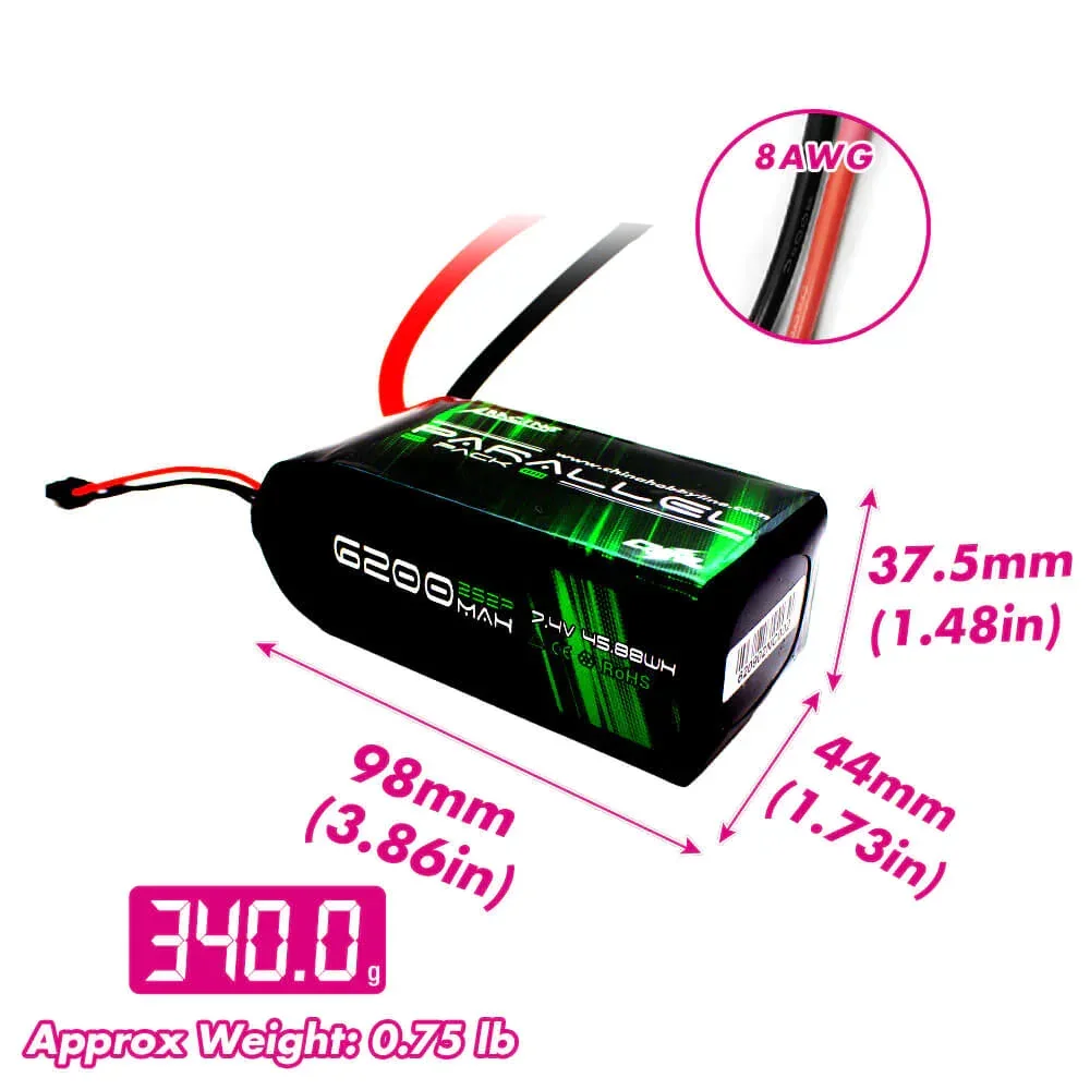 Фото CNHL 2S 3S 7.4V 11.1V Shorty Lipo аккумулятор 4400 мАч 6200 мАч 90C Мягкий пакет с медным проводом 8awg для радиоуправляемого автомобиля, лодки, грузовика, самолета №4