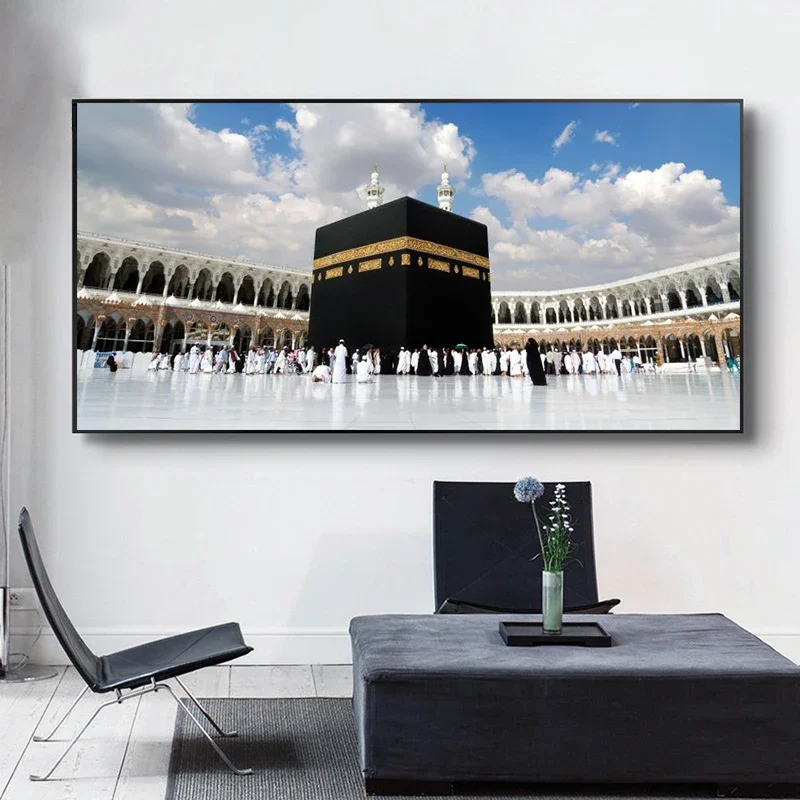 Фото Печать на холсте Mecca Исламская храм Картина на холсте с деревянной рамкой Печать Художественная картина Стоимовый день Хаджа Мусульманская мечеть Настенный декор P №4