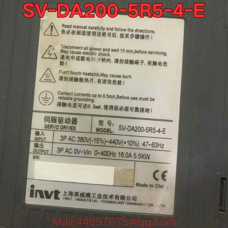 Бывший в употреблении тест функции сервопривода SV-DA200-5R5-4-E нормально (art.: 3920cf6a42c0c) - 3920cf6a42c0c