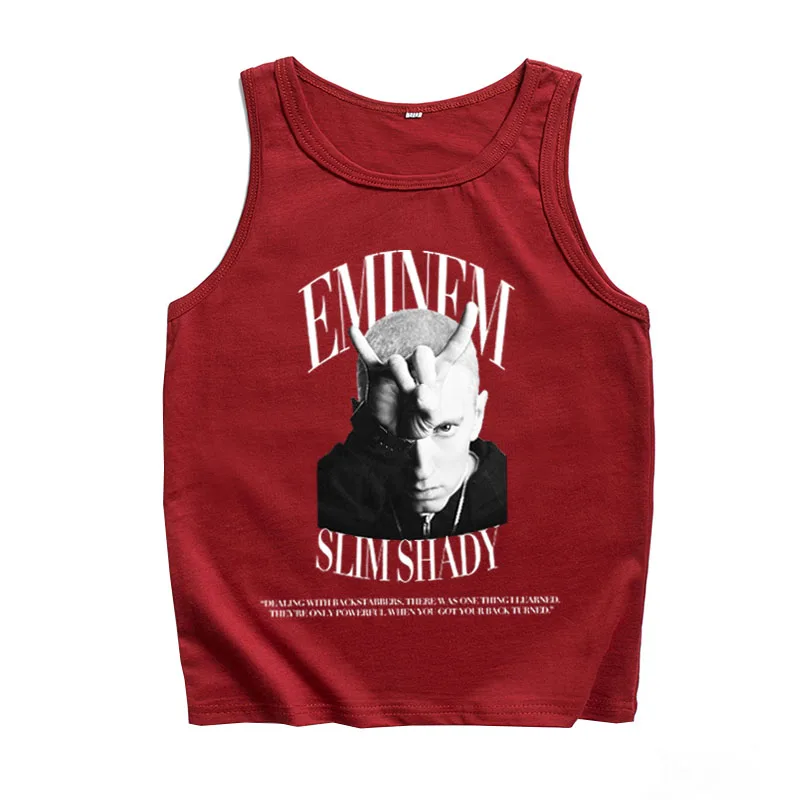 Фото Жилет Eminem с реальной затемненной графикой для мужчин и женщин, уличная одежда, Майки №2