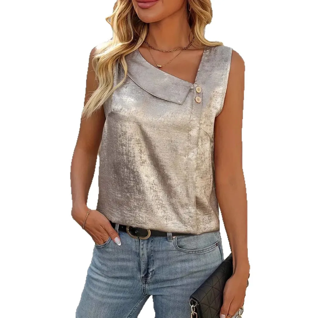 Женские рубашки без рукавов Летняя мода Женские топы Blusa Para Señları Mayores Elegantes Блузка Женская Летняя Блузка Женская (art.: 3920cf2016cb7) - 3920cf2016cb7