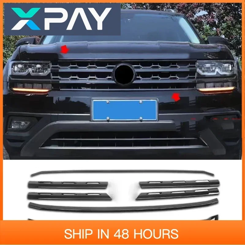 Для VW Volkswagen Teramont Atlas 2017 2018 2019 2020 Автомобильная передняя центральная решетка, крышка, полоса, декоративная сетка, внешние аксессуары