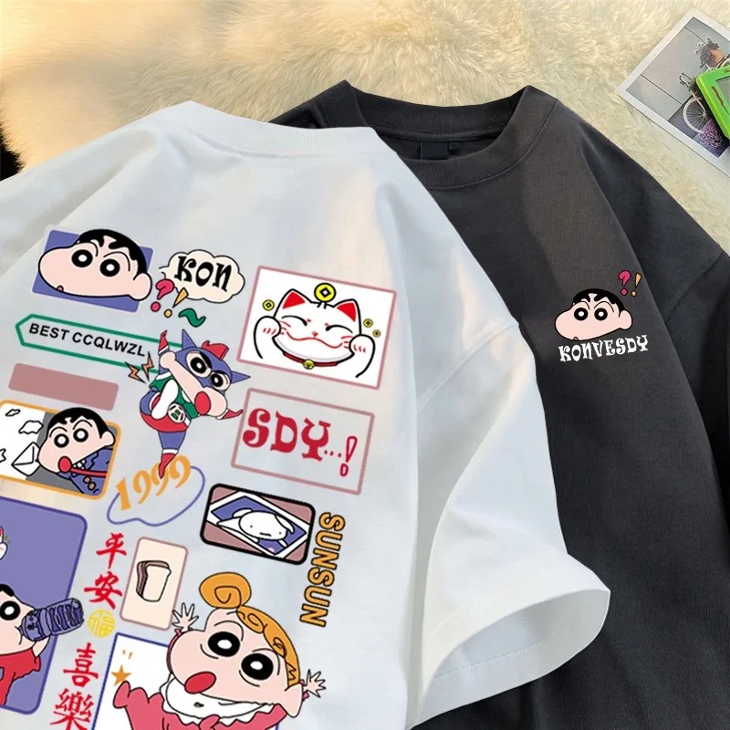 Мультяшная кавайная футболка Crayon Shin-Chan аниме Shin-Chan летняя мягкая удобная модная футболка с принтом креативные подарки для девушек