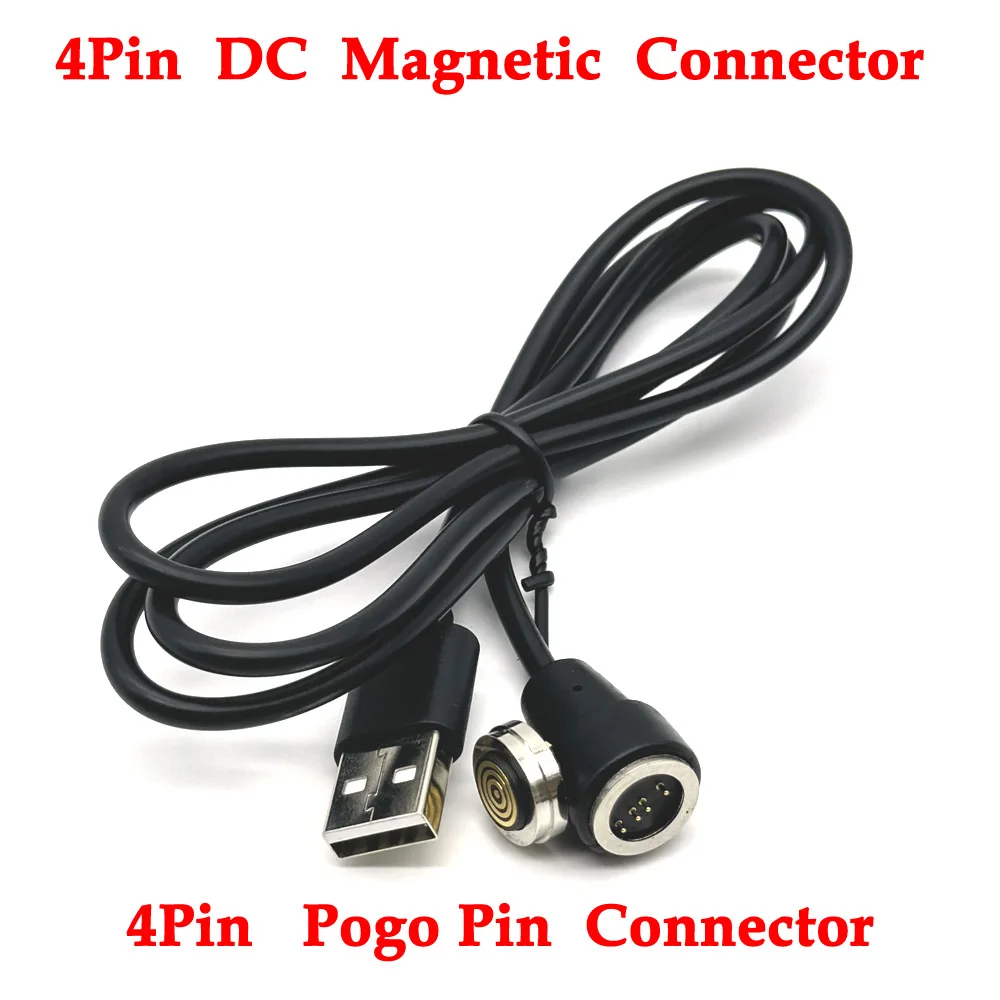 4-контактный USB-кабель, большой ток, водонепроницаемый, пружинный штекер, гнездо 360 °, всасывающий штырь постоянного тока, магнитный разъем Pogo, зарядное устройство