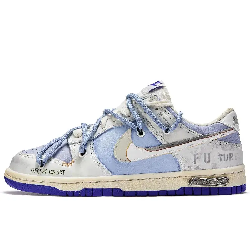 【Настроить】Nike Dunk Обувь для скейтбординга Мужские низкие синие/серые кроссовки DV0831-104