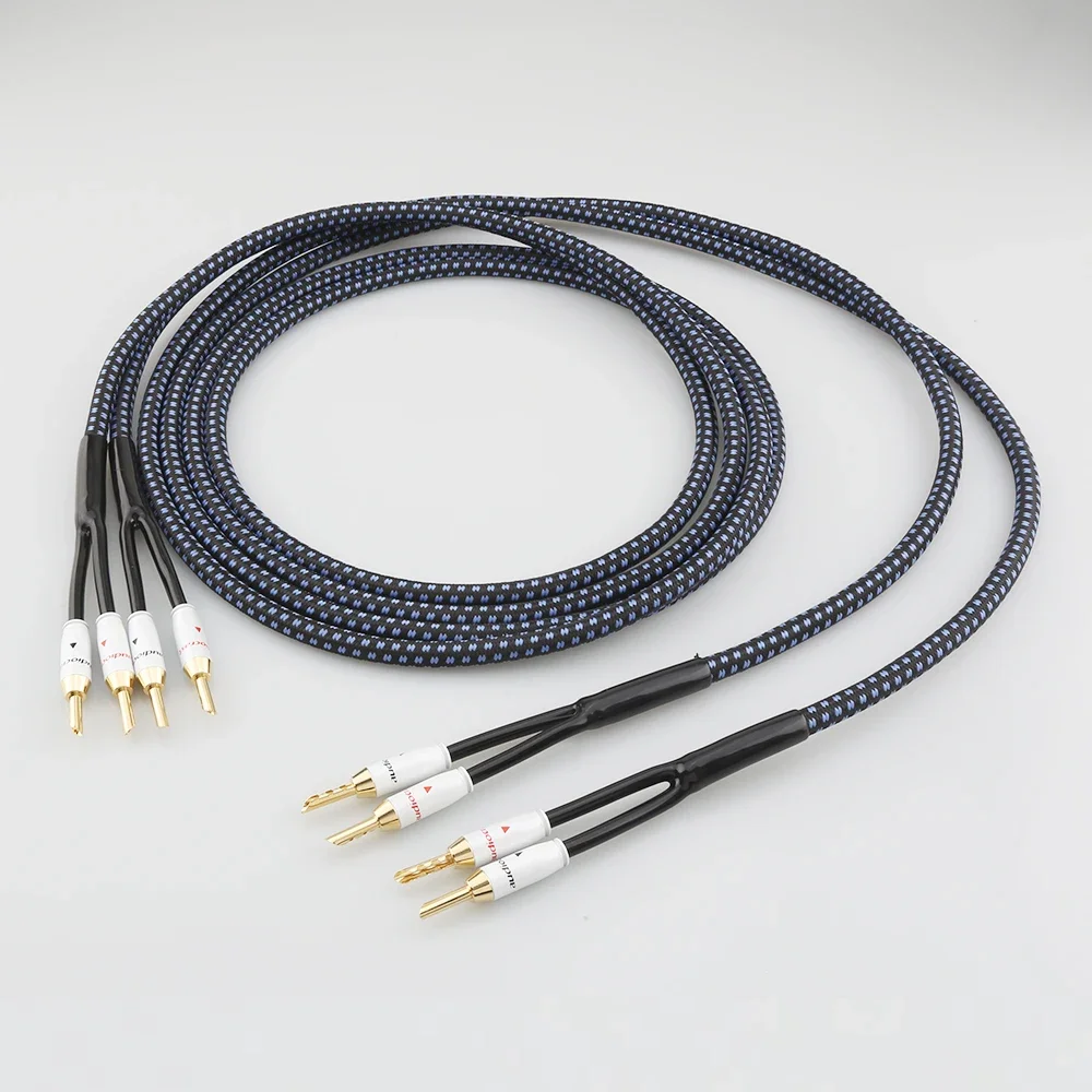 Фото Пара Audiocrast SP14 HIFI посеребренный акустический кабель Hi-end OCC акустический провод для систем Hi-Fi Y штекер типа «банан» №4