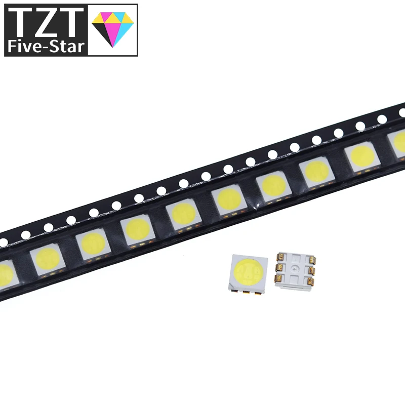 Фото 100 шт., 5050 светодиодных белых светодиодов, высокая яркость, синий Diodo Luz 6500k Smd, светильник-излучающие диоды Smd 5050, белые фонарики 18 лм №3
