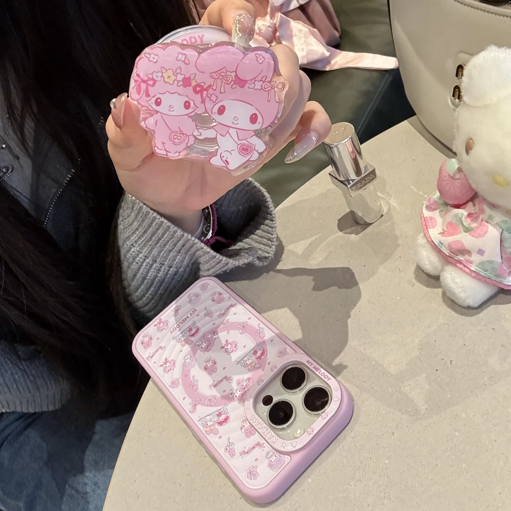 Фото Чехол для телефона Kawaii My Melody с подставкой Magsafe для IPhone 16, 15, 14, 13, 12, Pro Max Sanrio, милый модный защитный чехол в стиле аниме №4