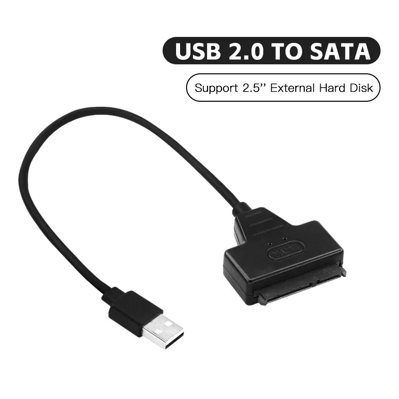Кабель USB 2,0-SATA Поддержка 2,5 дюймов Внешний жесткий диск SSD Жесткий диск Адаптер Кабель Компьютерный разъем Конвертер