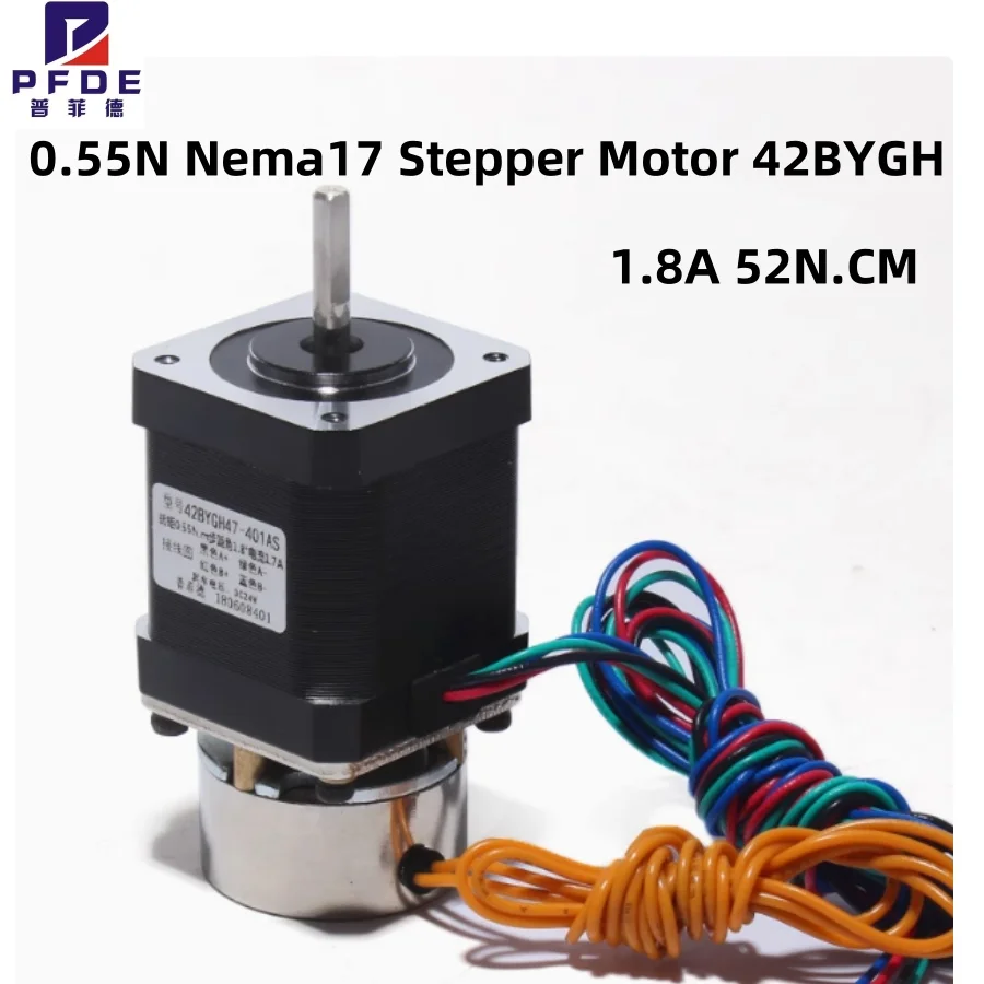 Шаговый двигатель Nema17 0,55N 42BYGH47-S, двигатель 1,8 А, двойной вал для монитора 3D-принтера, двигатель только с тормозом