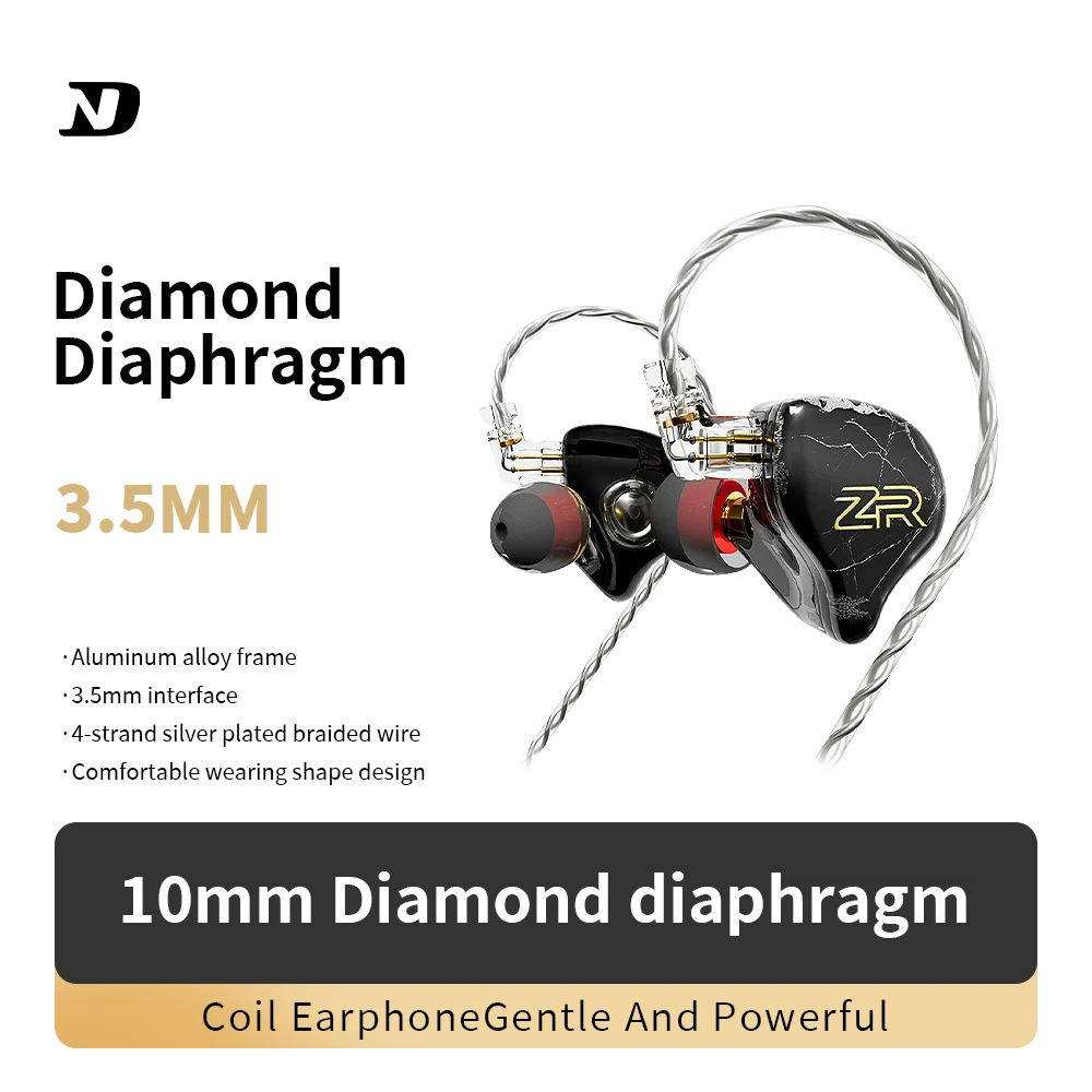 Мембранные наушники ND ZR с алмазным покрытием Hi-Fi, высококачественные проводные наушники для мониторинга сцены и возврата ...