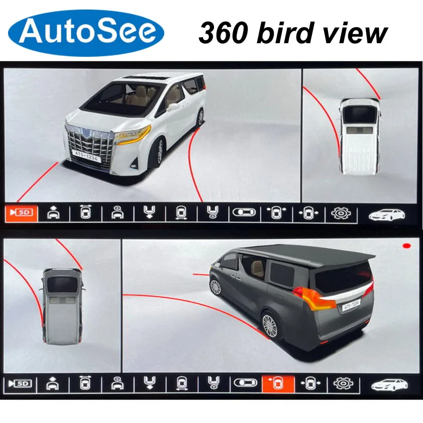 Подходит оригинальный OEM-монитор 2018 для Toyota Alphard, 360-градусная камера, 3D птичьи глаза, панорамный вид, передняя задняя сторона, объемный обратный вид