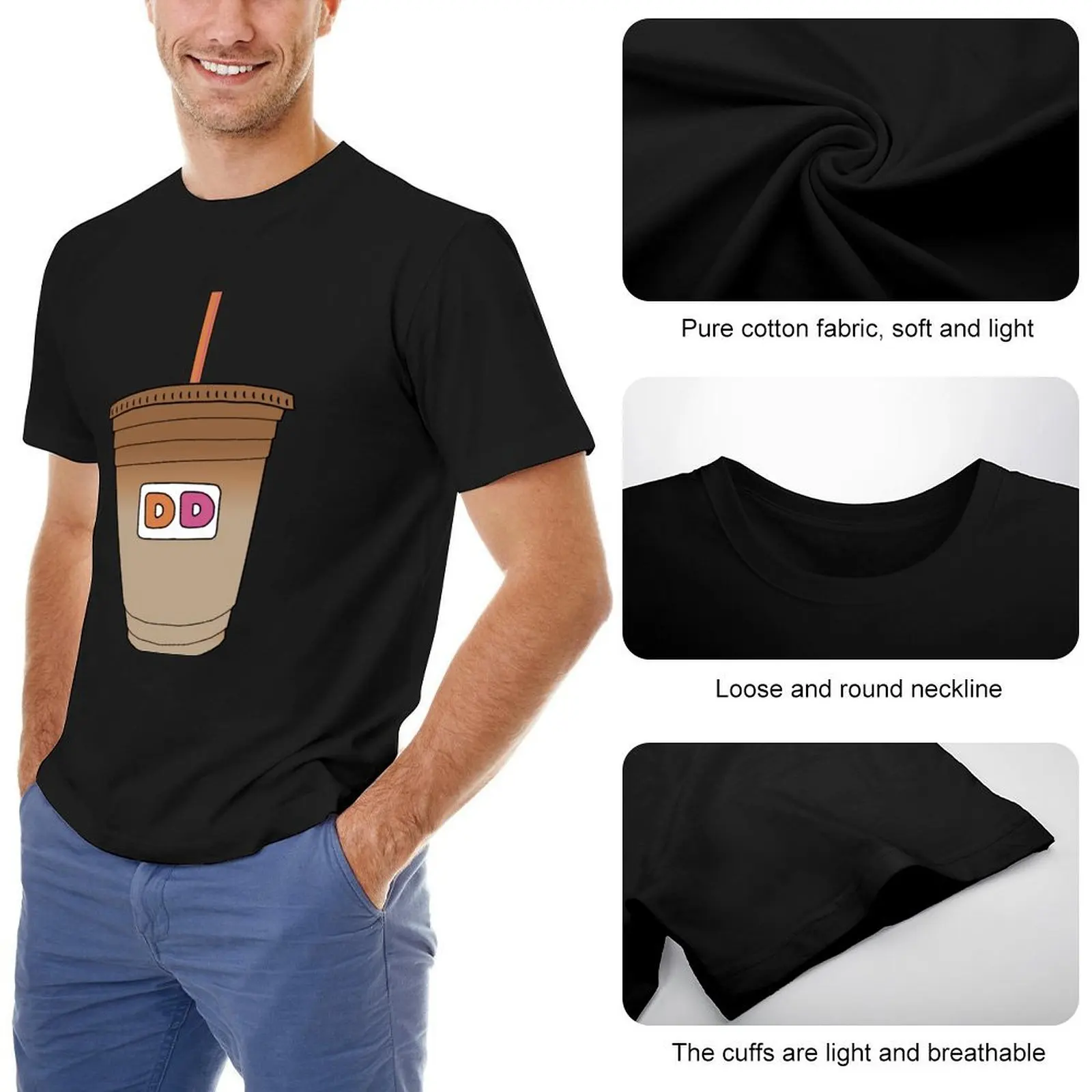 Фото Футболка Dunkin Donuts Iced Coffee, персонализированная футболка с аниме, роскошная дизайнерская рубашка на заказ, мужские футболки с рисунком аниме №5